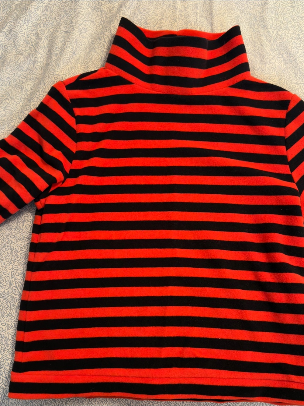 Dudley Stephens Park Slope Fleece Red and Navy Striped Turtleneck Sweater